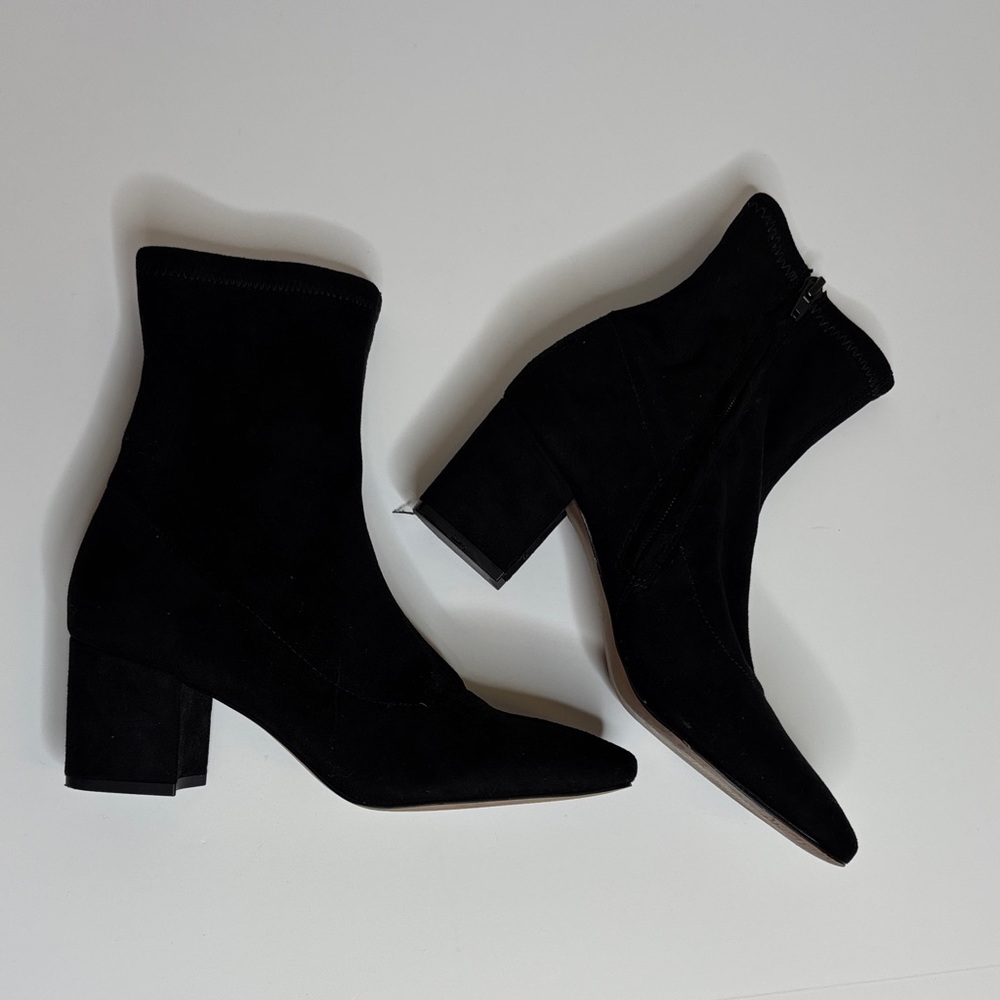 ANN TAYLOR Black Faux Suede Heeled Boots